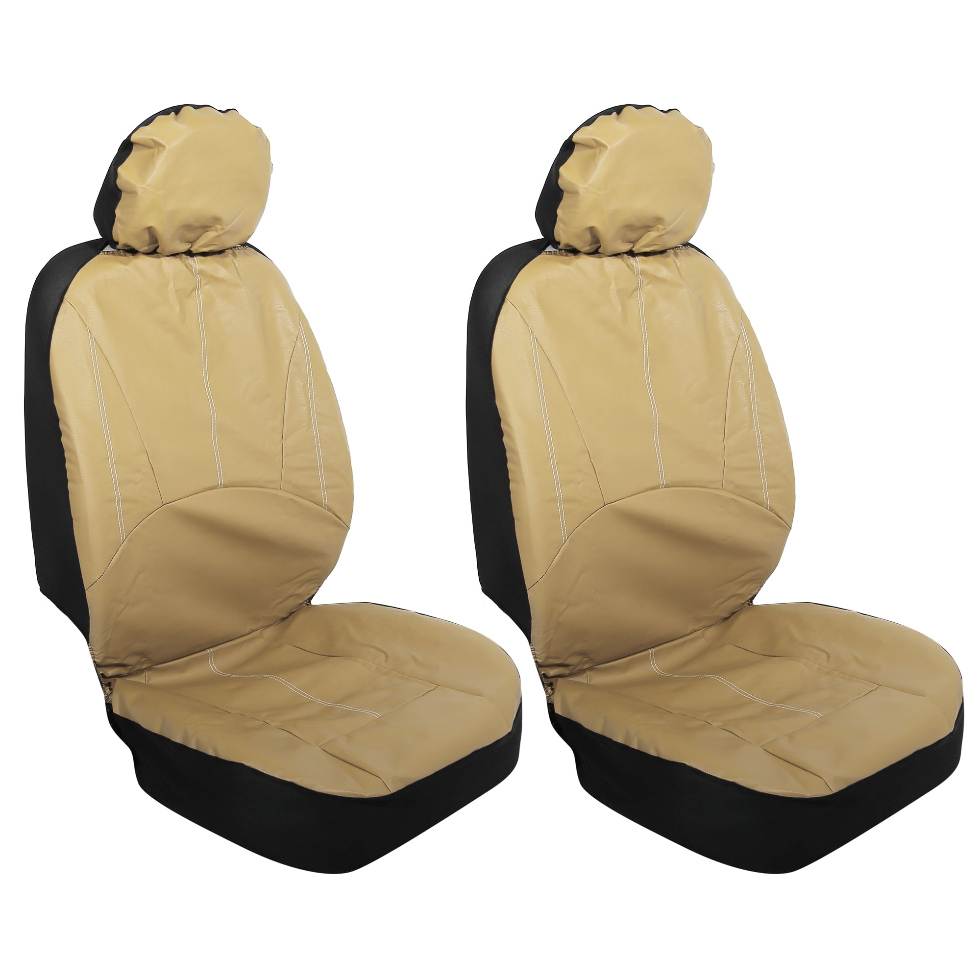 4pcs Front Seat Covers Protector PU Leather Seat Cover Protector Pads