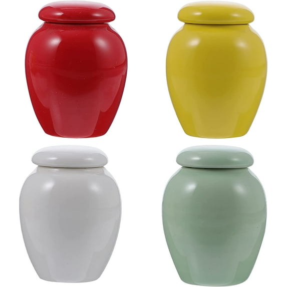 YSNOOWE 4Pcs Ceramic Cinerary Funerary Urn Jar for Pet Owners Memorial Urn