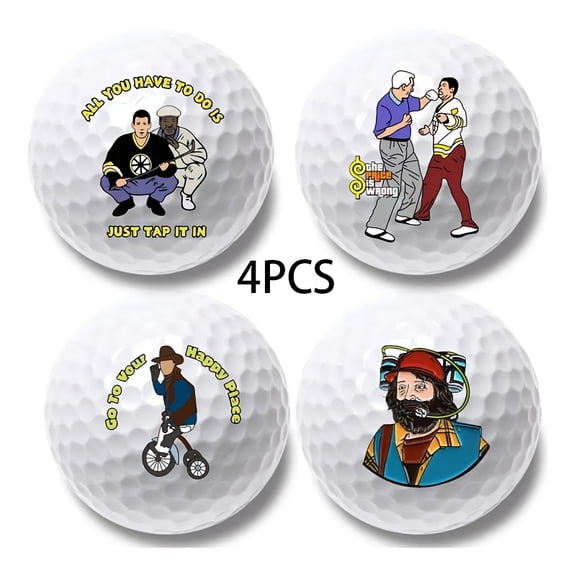 4pcs Funny Golf Ball Gift Set - Humorous Novelty Golf Accessories for Men, Dads, Husbands & Grandfathers - White Rubber Golf Balls with Humorous Designs - Perfect for Birthdays, Christmas,