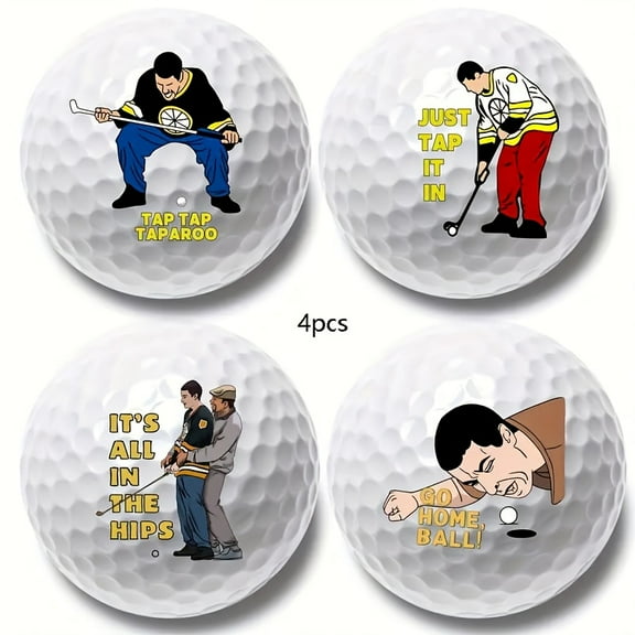 4pcs Funny Golf Ball Gift Set - Humorous Novelty Golf Accessories for Men, Dads, Husbands & Grandfathers - White Rubber Golf Balls with Humorous Designs - Perfect for Birthdays, Christmas,