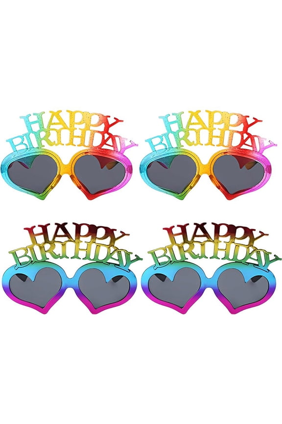 4pcs Funny Happy Birthday Glasses Heart Sunglasses Birthday Party Eyeglasses Photo Prop Party Supplies for Adults