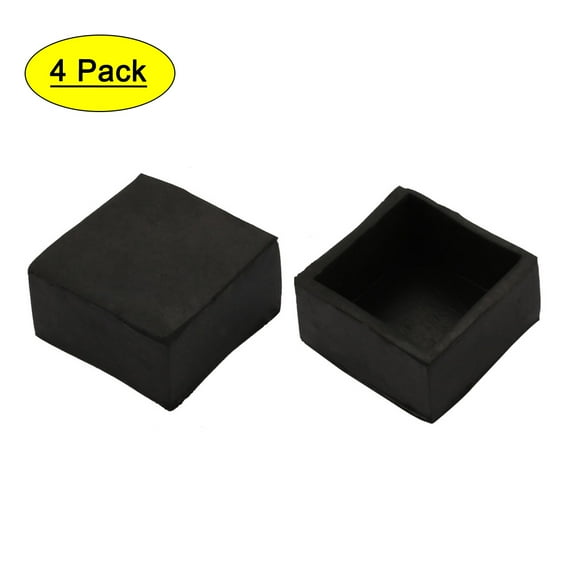 4pcs Furniture Desk Chair Fitting 38mmx38mm Square Rubber Leg Tip Cap Black