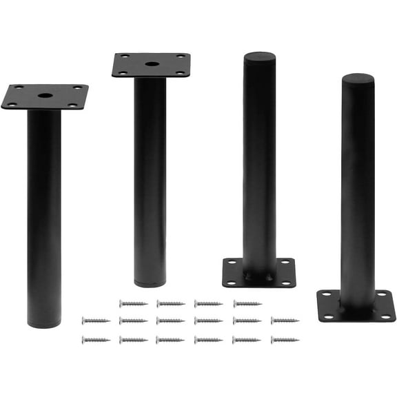 4pcs Furniture Legs, Black Metal Support Foot Heavy Duty Replacement Legs for Sofa TV Cabinet Coffee Table Bed Sideboards Cupboard Dresser - 6.7 Inch / 170mm Stable Furniture Legs