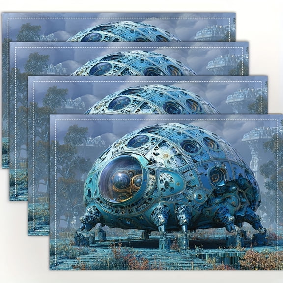 4pcs, Futuristic Primitive Placemats, Fashion Print Pattern Table Mat, for Dining Table, Kitchen, Party, Indoor, Holiday, Dinner Parties and Home Decor (table Mats) 12x18 Inch