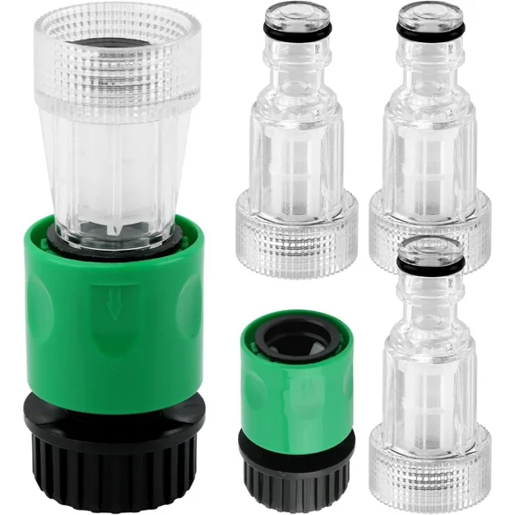 4pcs Garden Pressure Washer Hose Adapter, 3/4 Inch Quick Connect Garden Hose Pressure Washer Adapter Water Inlet Accessories Tool (Green, White)