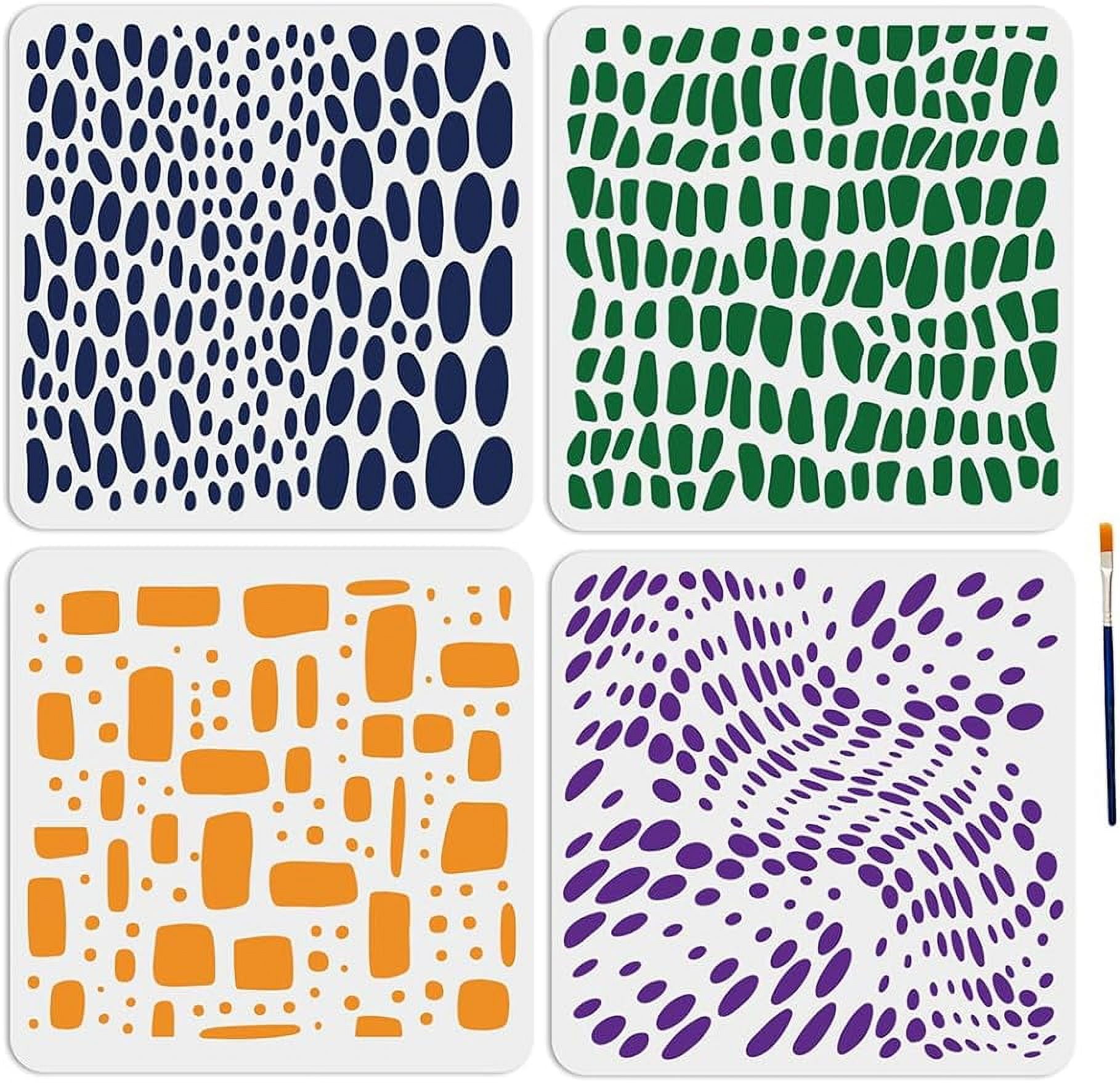 4pcs Geometric Texture Stencil Oval Rectangle Texture Painting ...