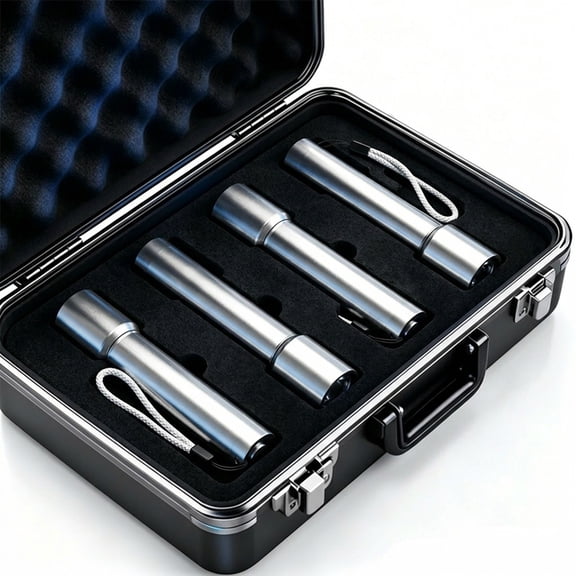 4pcs Gift Box Set Containing Mini Aluminum Alloy Rechargeable LED Flashlight USB-C Super Bright High Lumens Tactical Zoomable Torch Suitable For Camping Hiking Fishing Emergency Climbing Best Gifts F