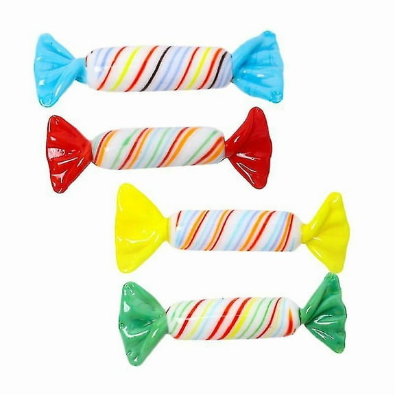 4pcs Glass Candy Ornaments Colorful Glass Sweets Artificial Candy Decoration