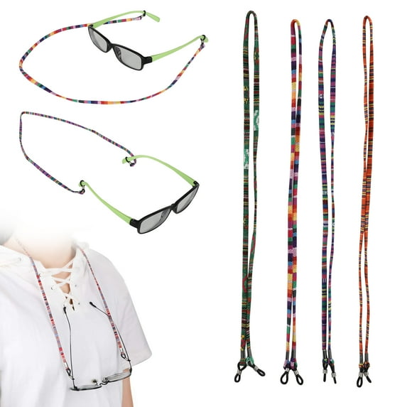 4pcs Glasses Holder Straps, EEEkit Adjustable Cotton Sunglass Straps, Non-Slip Eyewear Cord Lanyard