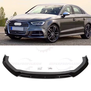 Glossy Front Bumper Spoiler Splitter Trim Lip For Audi A3 S3 2017 2018