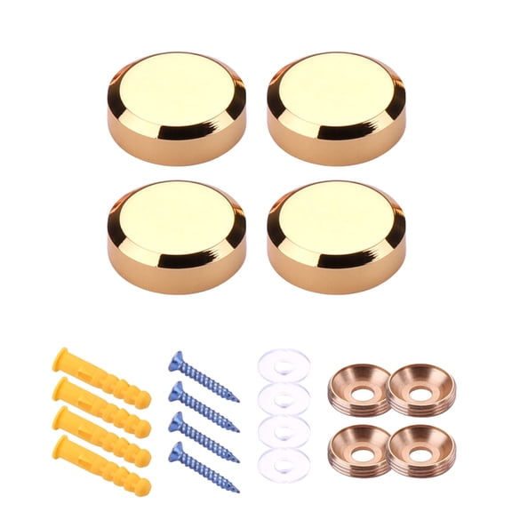 4pcs Gold Finish Solid Brass Mirror Screws Elegant Beveleds Designs Accessory for Bathroom and Decorative Mirror