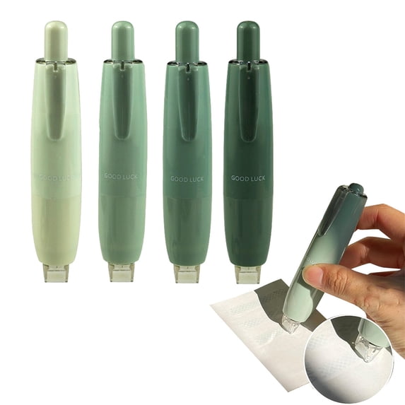 4pcs Gradient Color Double Sided Tape Pens,Retractable Push-to-Dispense Glue Roller Pen with Replacement Tapes for Gift Wrapping Scrapbooking Crafts & Parcels Scrapbook(Green)