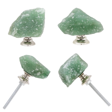 4pcs Green Aventurine Kitchen Cabinet Knobs and Pulls, Quartz Drawers and Crystal Knobs for Dresser Drawers, Closet Door, Cupboard