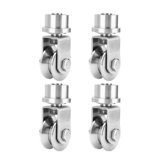 4pcs Groove Wheel Stainless Steel 360° Swivel Pulley Block Heavy Duty Pulley Block Duplex Bearing for Material Handling and Moving Gym