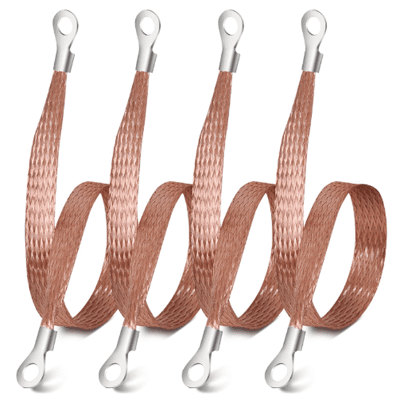 4pcs Ground Straps, 12 inch Grounding Strap Professional Vehicle Engine Grounding Strap Copper Braided GroundStrap Automotive Ground Straps Wire GroundStrap for Most Cars