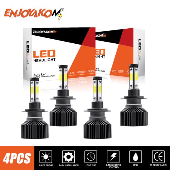 4pcs H7 LED Headlight Bulbs H7 High/Low Beam For Mazda CX-7 2007-2012 6000K Xenon White