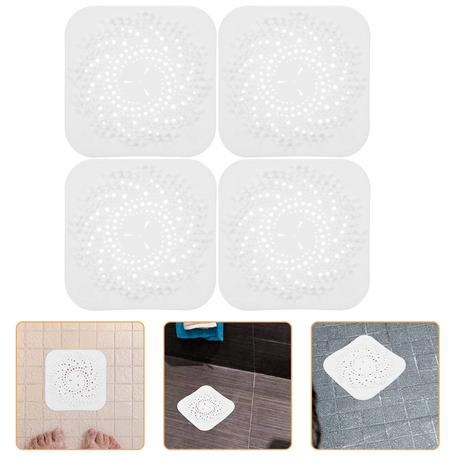 4pcs Hair Catchers Shower Drain Covers Bathtub Hair Catcher Square