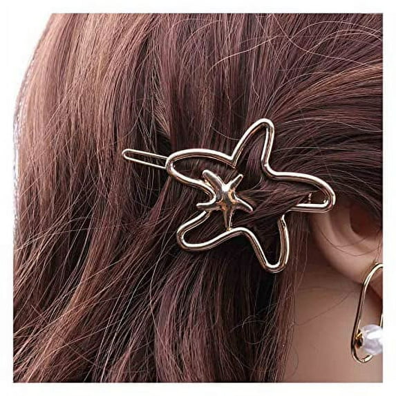 4pcs Hair Clip Vintage Hollow Star Hair Barrette Clip Starfish Hairpin Clip Minimalist Star Head Clip Accessory for Women and Girls Headdress