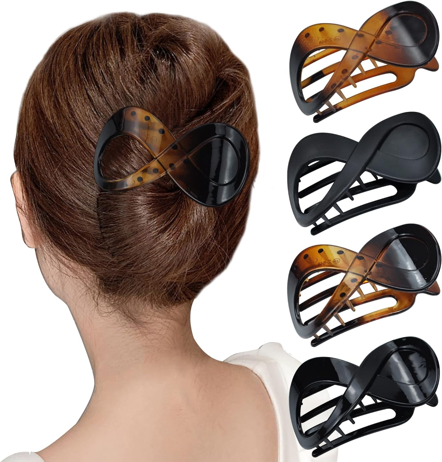 4pcs Hair Clips Large Women Claw Clips for Thick Hair Anti-Slip Hair Clamp Jaw Clips Strong Hold Big Hair Gripper French Design Hair Accessories for Women Girls