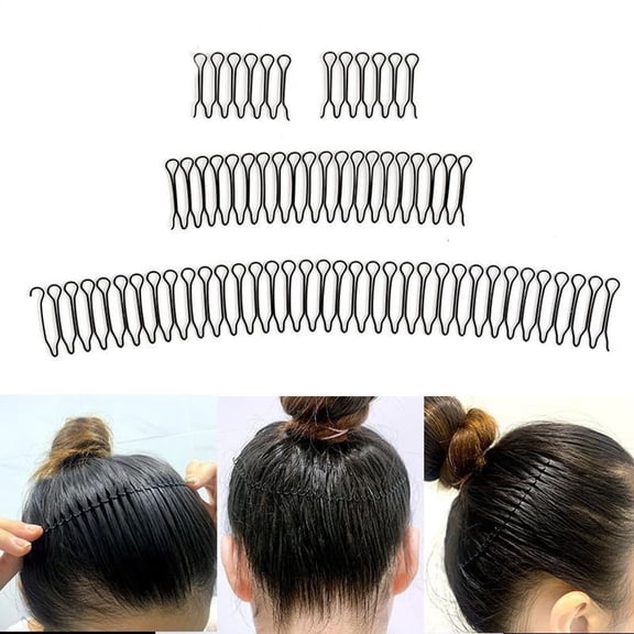 4pcs Hair Finishing Fixer Comb, No Pressure on Scalp & Hair Root - Invisible Hair Pin, Bangs Clips for Women & Girls' Hairstyle, Face Washing, Shower, Facial Mask, Makeup