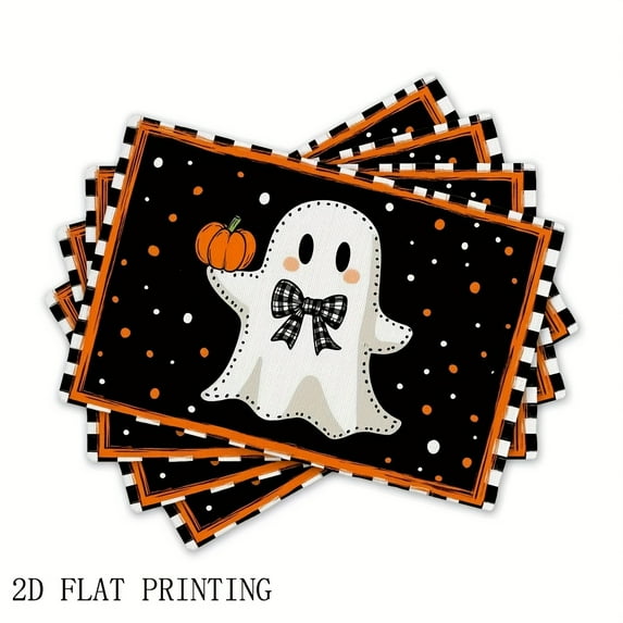 4pcs Halloween Placemats, Pumpkin Themed Placemats, Suitable for Home Restaurants, indoor And Outdoor Party Decorations, Kitchen Decorations, Halloween Decorations