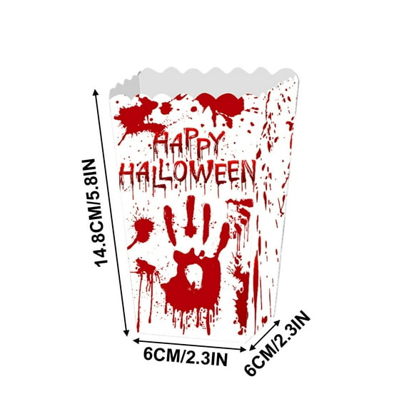 4pcs Halloween Red Hand Snack Popcorn Boxes - Spooky Party Decor for Treats & Snacks, Perfect for Halloween Celebrations