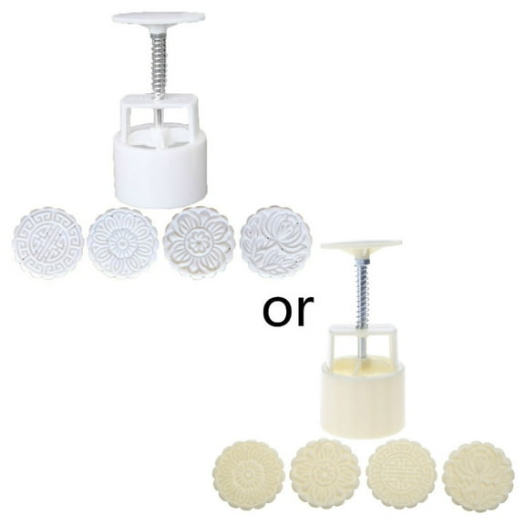 4pcs Hand Press Cookie Stamp Moon Cake Decor Mould Barrel Mooncake Mold 100g DIY