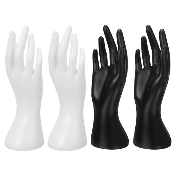 4pcs Hand Ring Holder, Hand Jewelry Holder Ring Display Stand Jewelry Display Bracelet Display Heavy Sturdy Base for Room Decorative, Black White