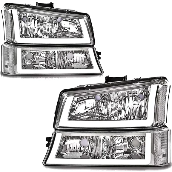 4pcs Headlights for 2003-2006 Chevy Silverado 1500 2500 3500 W/ LED DRL Pairs