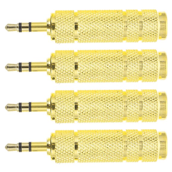 4pcs Headphone Jack Adapters Converter Audio Interface Headphone Converter 3.5mm Male to 6.35mm Female