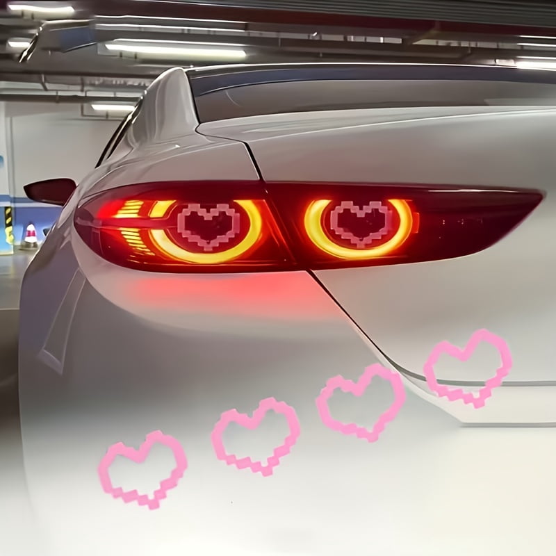 4pcs Heart Pixel Mosaic Car Stickers – Waterproof Decals for Windows ...