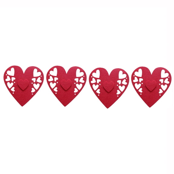 4pcs Heart Shape Cutlery Holder Bags Valentines Day Spoon Holder Pocket Fork Bags Tableware Organizers Table Decor