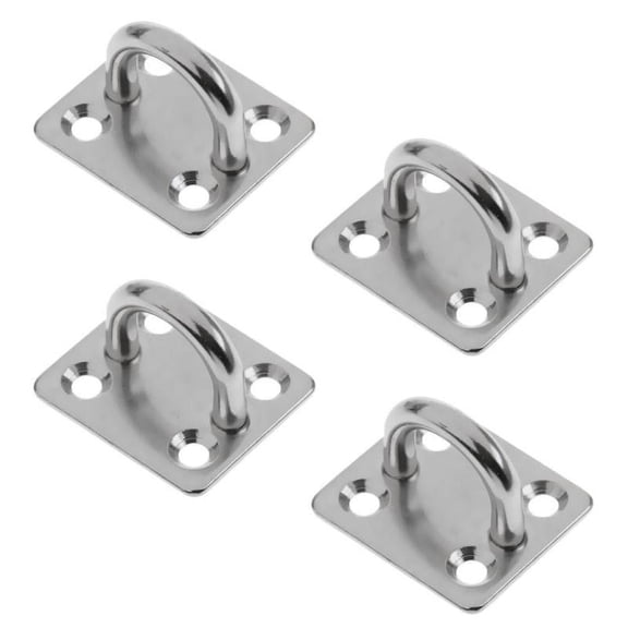 4pcs Heavy Duty 304 Stainless Steel Pad Eye Plates 5mm 6mm 8mm Square Base Staple Mooring Fitting for Marine Boat Sailboat 5mm