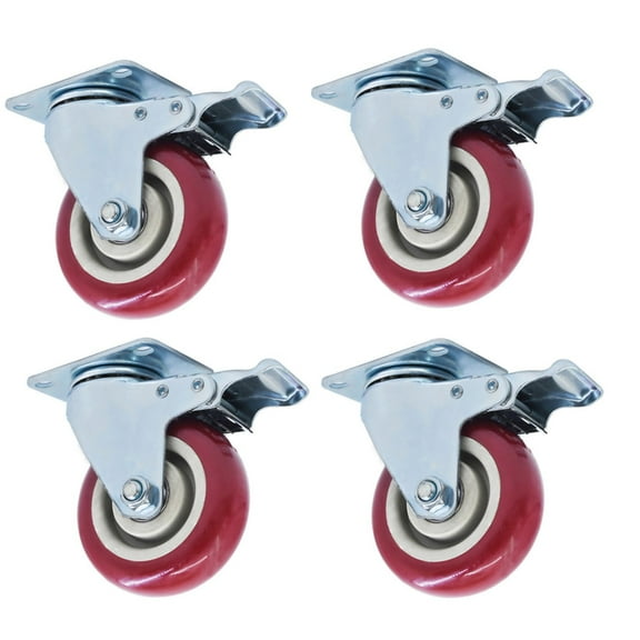 4pcs Heavy Duty Caster Set 4 inch Wheels All Swivel All Brake Casters Non Skid No Mark