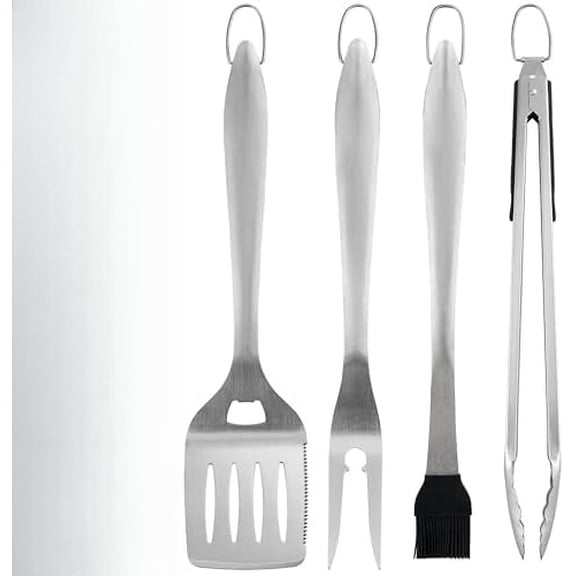 4pcs Heavy Duty Grill Accessories for Top Chef - Professional Grill Tool Set & Basic BBQ Tools for Backyard Restaurant Outdoor Kitchen - Deluxe Grill Gift for Dad on Father’s Day Christmas