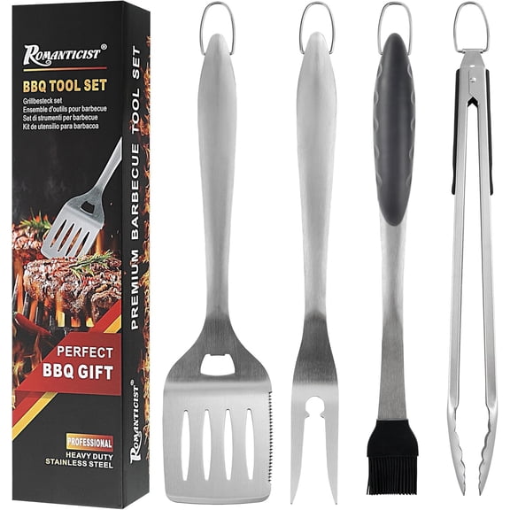 4pcs Heavy Duty Grill Accessories for Top Chef - Professional Grill Tool Set & Basic BBQ Tools for Backyard Restaurant Outdoor Kitchen - Deluxe Grill Gift for Dad on Fathers Day Christmas