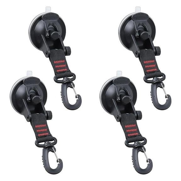 4pcs Heavy Duty Suction Cups - Suction Vacuum Hooks Hook, Tent Sucker Hooks, Carabiner for Caravan Awnings, Camping Accessories, Bearing for Tarps, Car Cover, Camping Tarp Accessory