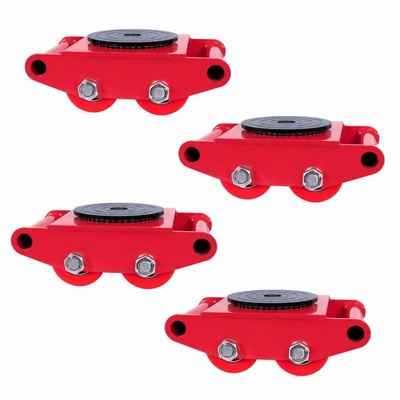 4pcs Heavy Equipment Mover Set, Corrosion Resistant Carbon Steel Roller Skate Dolly, 360 Swivel Anti-slip 4-wheel 8t Trolley for Safe Cabinet & Workshop Cargo Transport