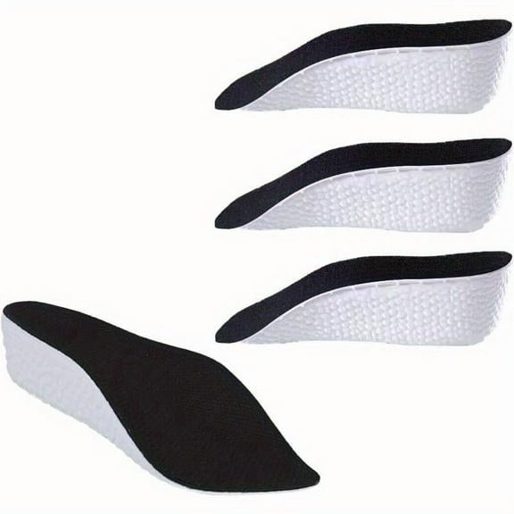 4pcs Height Increase Insoles for Men and Women, Wool Felt Gel Heel Cushion Inserts for Leg Length Discrepancy, Shock-Absorbing Shoe Lifts for Heel Pain Relief
