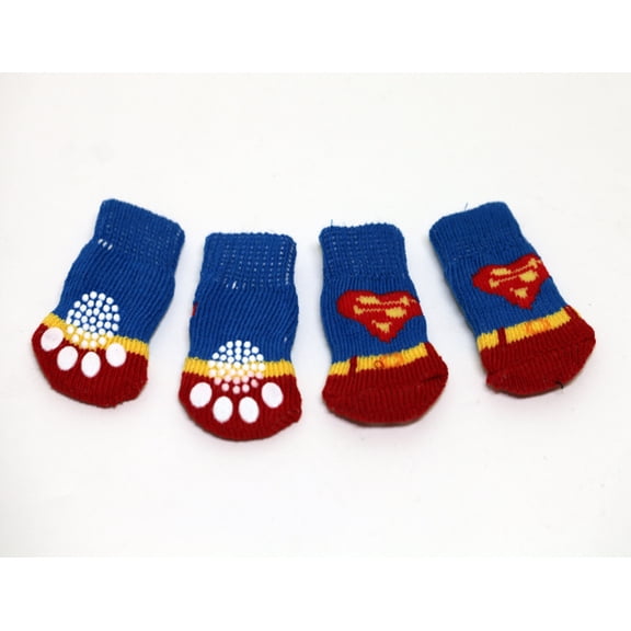 4pcs Hero Design Anti-Slip Dog Socks for Clean & Comfy Paws - Pets Puppy S