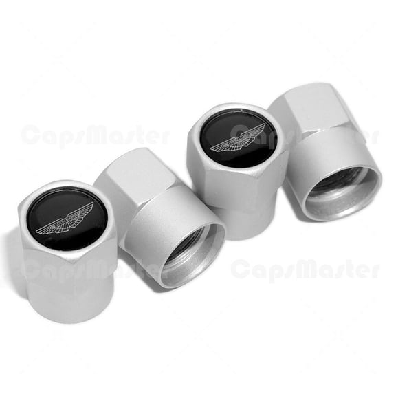 4pcs Hex Fit Aston Martin Car Wheels Tire Air Valve Caps Stem Dust Cover Silver