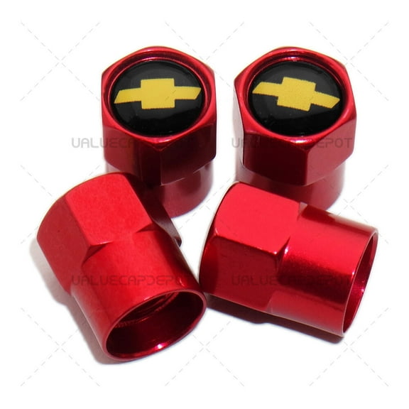 4pcs Hex Fit Chevrolet Car Wheels Tire Air Valve Caps Stem Dust Cover Decor Red