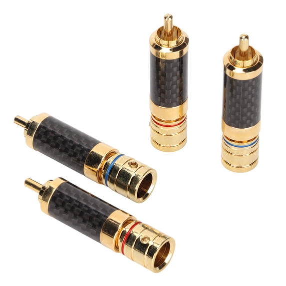 4pcs HiFi RCA Plugs Gold Plated Shielded Shell Lossless Solder Speaker Cable Connectors for 8mm Diameter