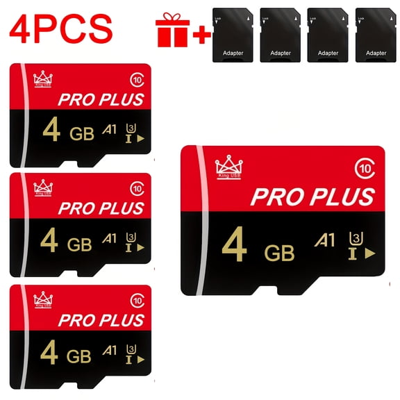 4pcs High Speed Memory Card 128GB 512MB 256MB 128MB with Adapter | C10 Memory TF Card for Tablet/Camera/Phone/Car Audio