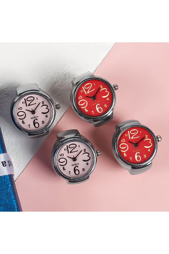 4pcs High-end Ring Watch Versatile Niche Couple Finger Watch Mini Clock Creative Electronic Watch Gift