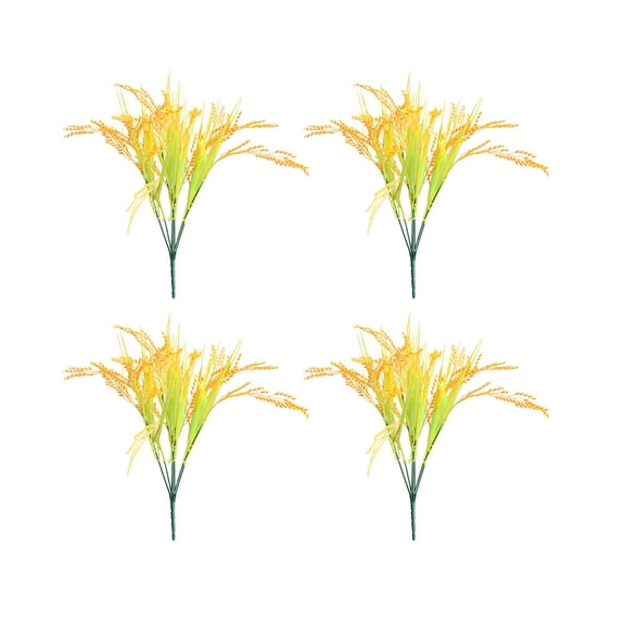 ibasenice 4Pcs Plastic Wheat Stalks Yellow Realistic Simulation Home Decor