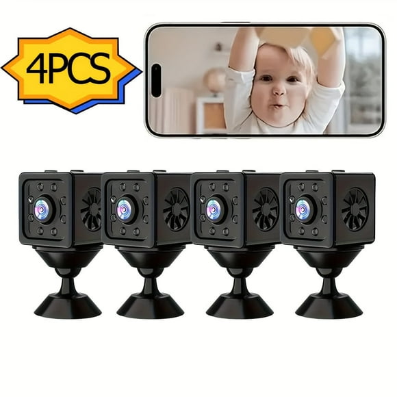 4pcs Home Security Camera Wireless WIFI Mini Indoor Surveillance Camera with Night Vision 1080 HD Video Recording Wide Angle