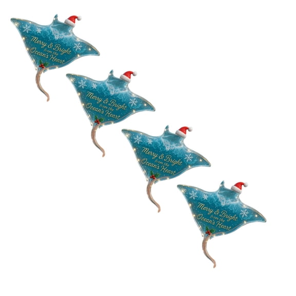 4pcs Hot Selling Items!Mohdy Ocean 2D Acrylic Pendant Manta Ray,2D Acrylic Christmas Ornaments Set & Heart Shaped Hanging Decor Festive Holiday Tree Ornaments for Lovers & Christmas