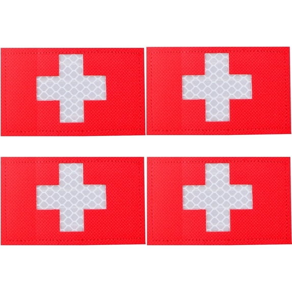 4pcs IR Reflective Red Cross Medic Patches Infrared EMS EMT Tactical Military Armband Hook and Loop First Aid Morale Patches for IFAK EDC Bag Plate Carrier Backpacks