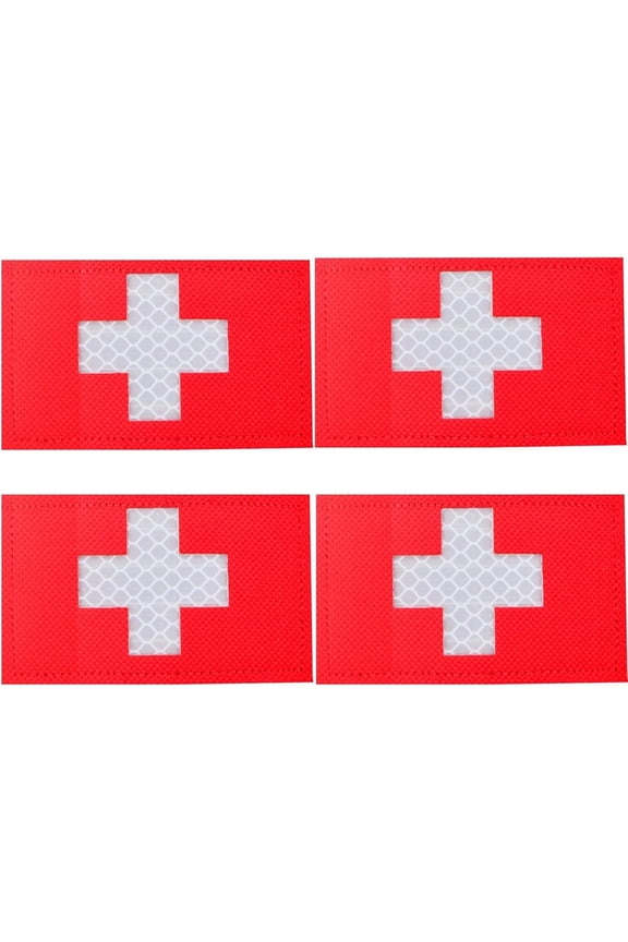 4pcs IR Reflective Red Cross Medic Patches Infrared EMS EMT Tactical Military Armband Hook and Loop First Aid Morale Patches for IFAK EDC Bag Plate Carrier Backpacks